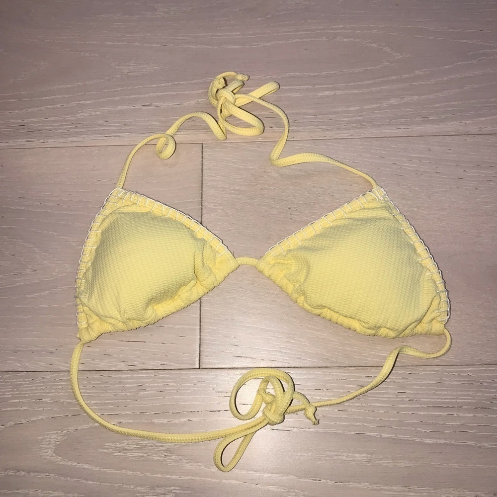 Marysia yellow white Bikini top sz XS